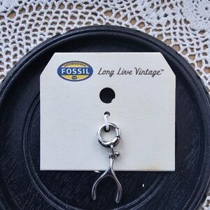 Fossil Wishbone Charm Steel